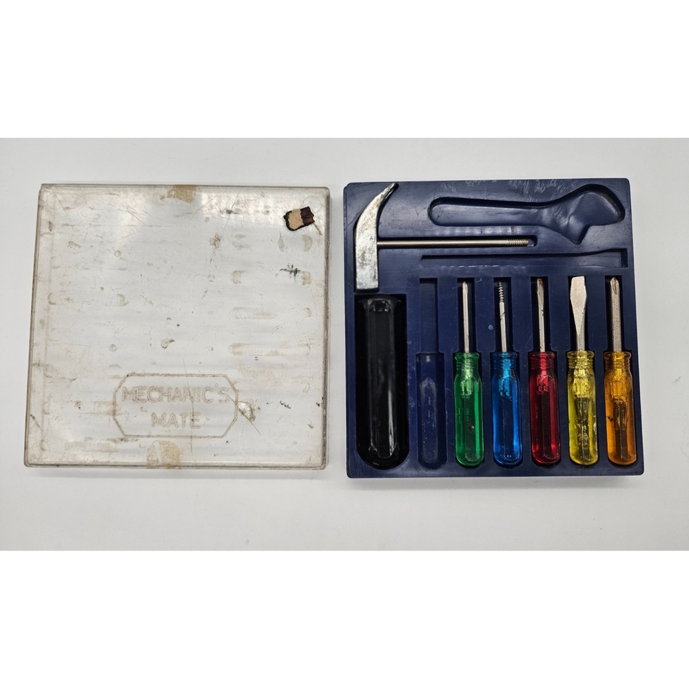 Vintage Mechanics Mate Multi Tool Set Hammer Screwdriver Kit Hong Kong Blue Case